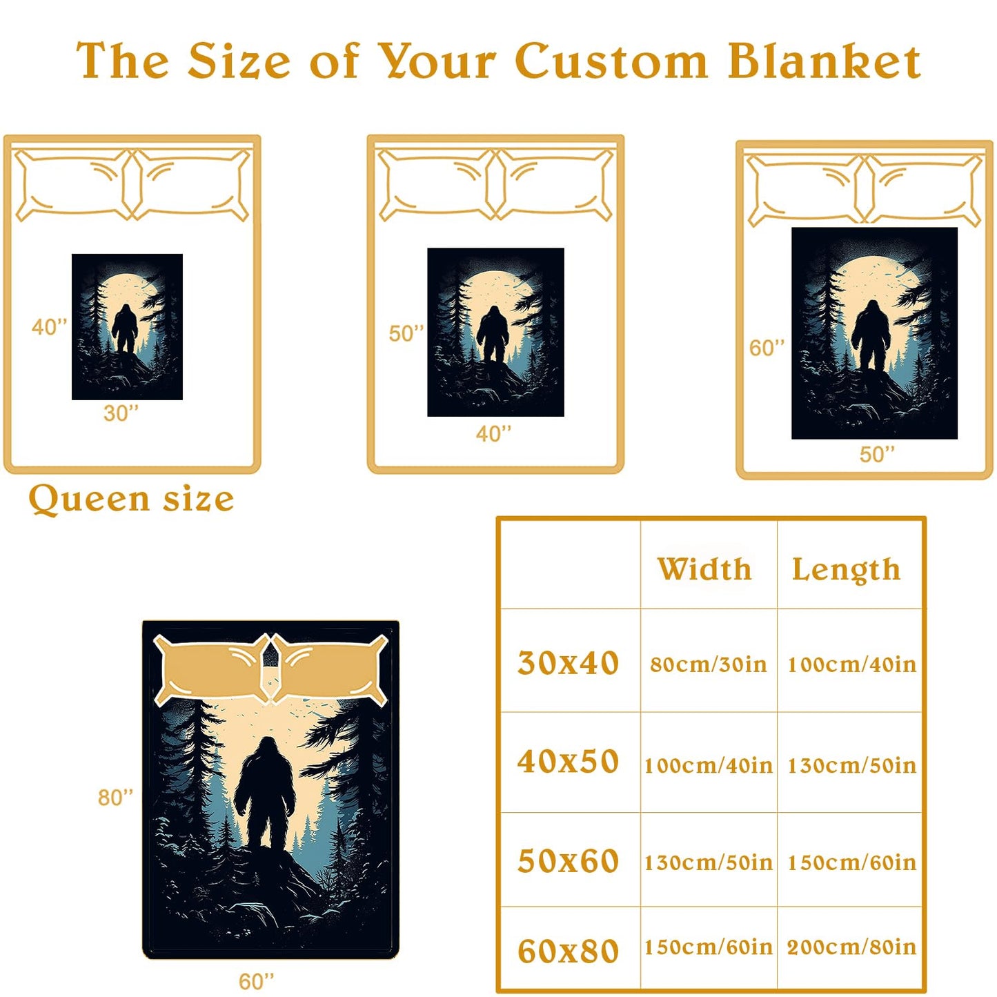 Personalized Bigfoot Throw - Soft Fleece Blanket, Sasquatch Print Home Decor, Cozy Throw (Bigfoot Blanket 08)
