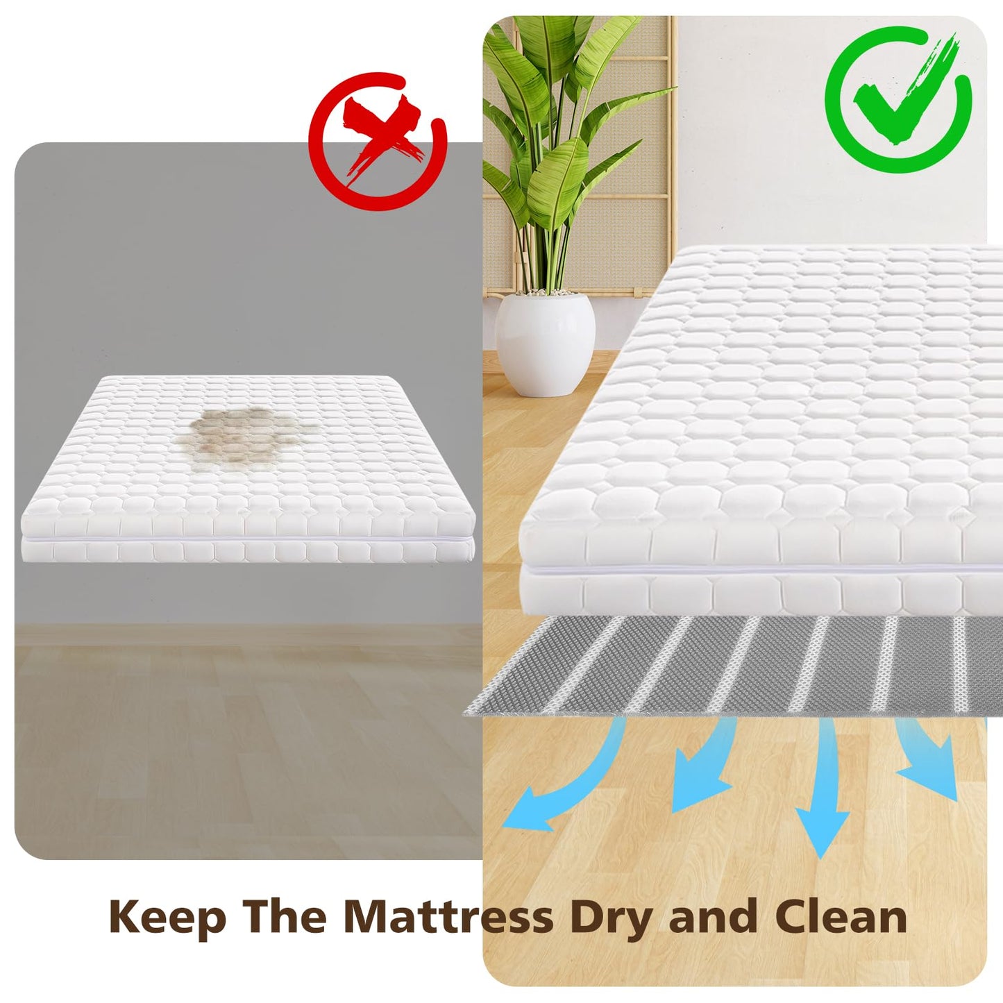 UCandy Underlay Under Mattress Pad with Breathable Meshfiber, 83" x 59" Cuttable Under Mattress Ventilation Air-Flow Mattress Underlay 3D mesh Ventsfor RV, Camper & Boat