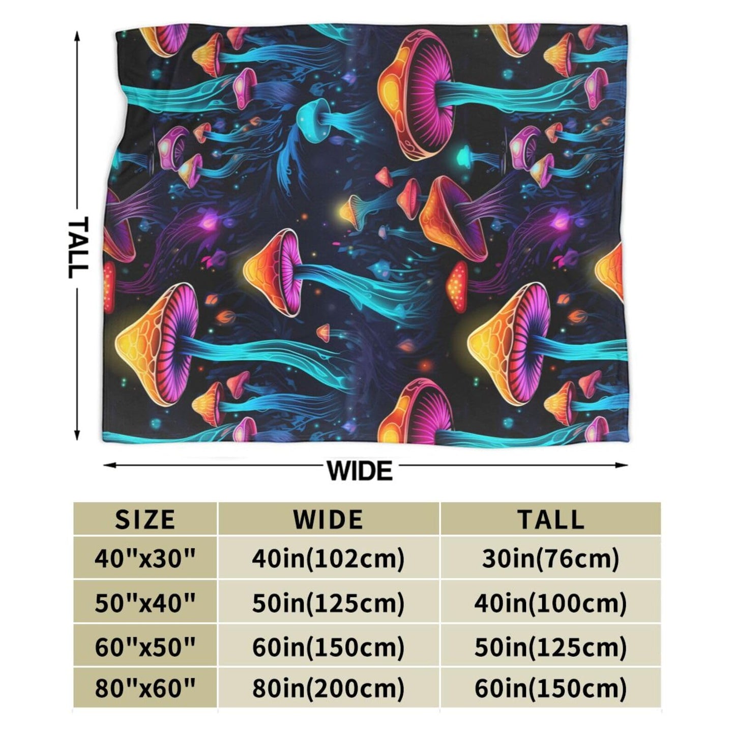 Luminous Mushroom Throw Blanket Soft Lightweight Flannel Fleece Blanket 50"X40" for Bed Sofa Couch Camping Travel