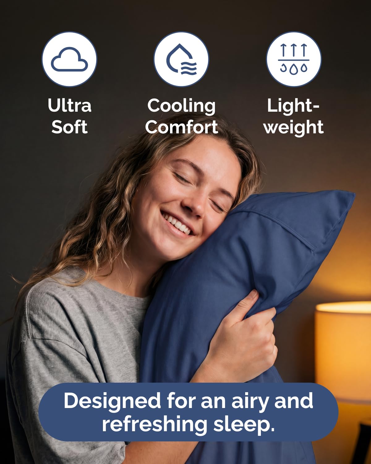 Lightweight 4 Piece Bed Sheet Set Full Size - Cooling Sheets for Hot Sleepers - Soft Breathable Bedding Set w/ 8-16 Inch Deep Pockets - 1 Flat, 1 Fitted & 2 Pillowcases - Wrinkle Resistant - Navy Blue