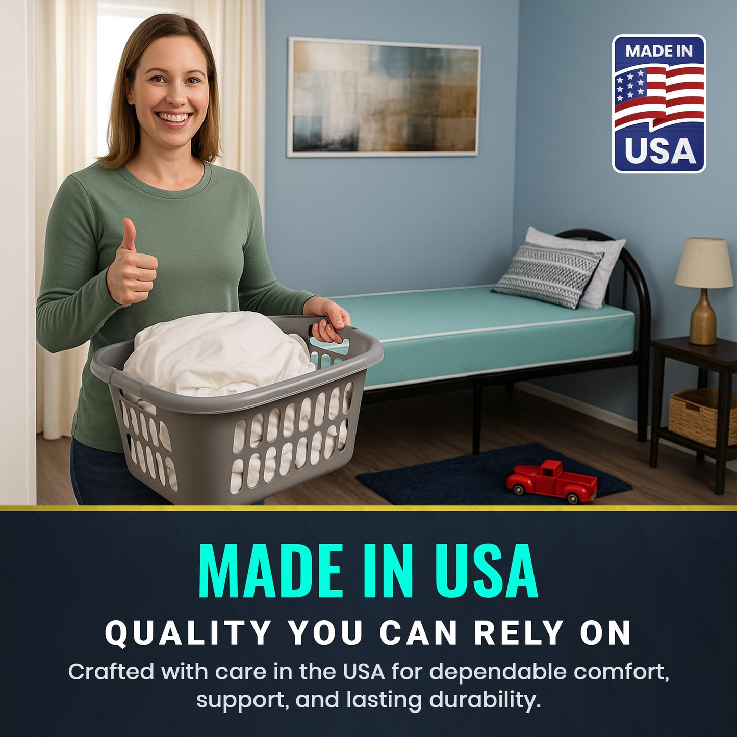 FORTNIGHT BEDDING 3-Inch Foam Mattress with Water Resistant Vinyl Cover, Firm Mattress, Sleep Mattress for Kids and Adults, Mattress in a Box CertiPUR-US Certified, Made in USA (Narrow Twin)