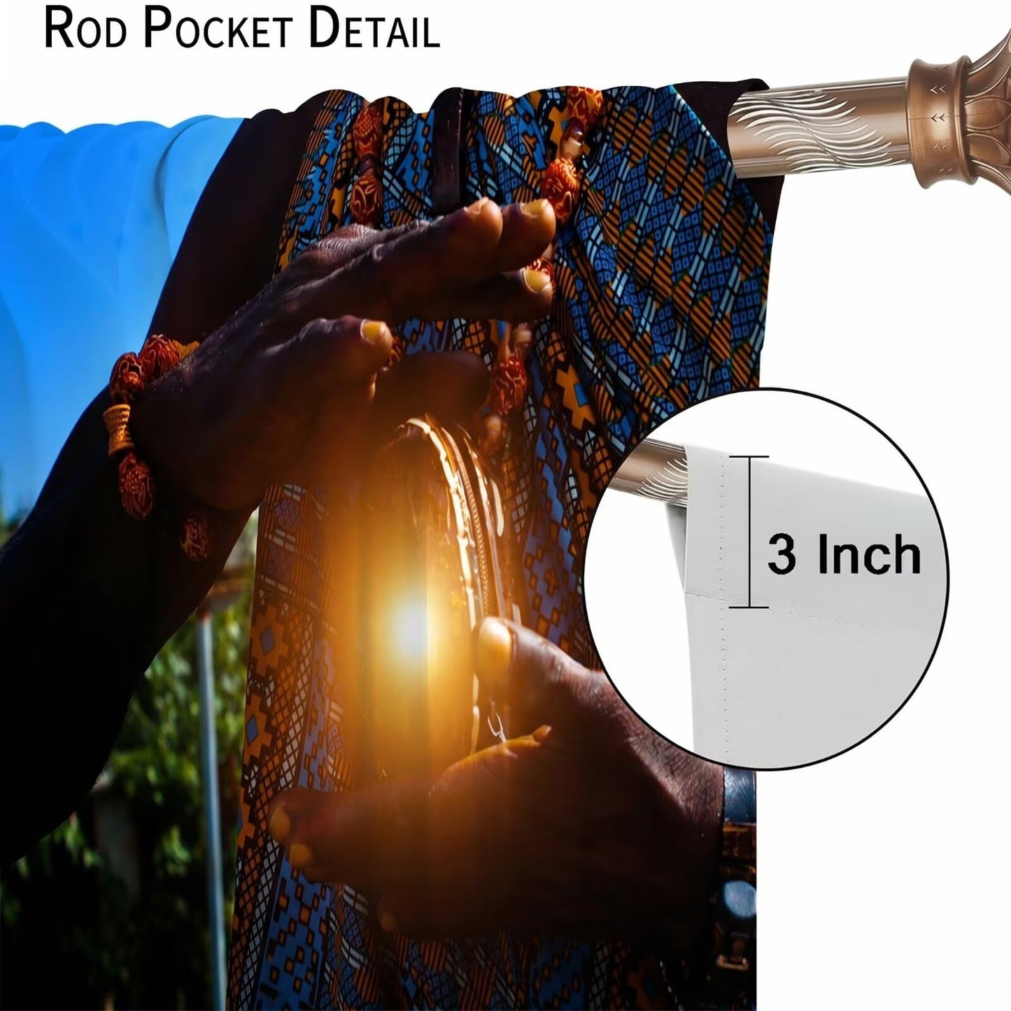 ACOOLTD African Curtains Retro Tribal People Art Print Rod Pocket Thermal Insulated Window Treatment for Bedroom Cafe Decor Drapes 2 Panels,41" W X 44.5" L