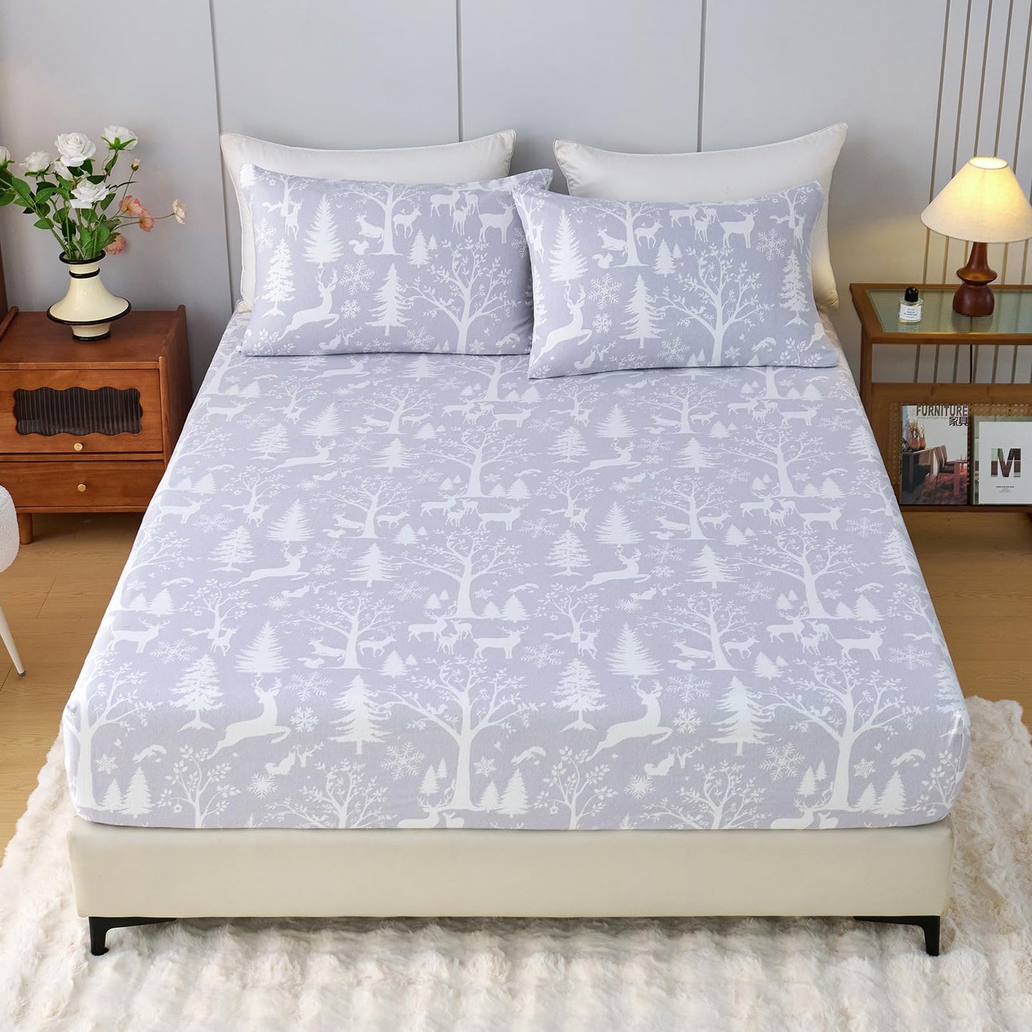 LANYETON 100% Cotton Flannel Fitted Sheet Only, Ultra Soft Cozy Warm Fitted Bottom Sheet for All Season, 16" Deep Pocket, Twin