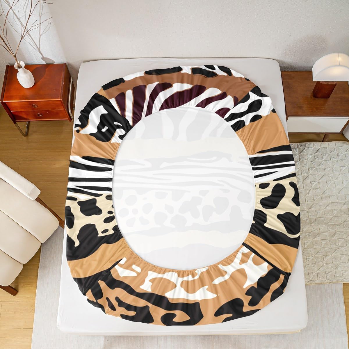 jejeloiu Leopard Fitted Sheet Twin Size for Kids Boys Girls Black Zebra Bed Sheets Set 16" Deep Pocket Soft Microfiber Cheetah Zebra Stripes Bedding with 1 Pillowcase Safari Fur Print Room Decor