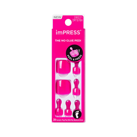 Kiss Impress No Glue Mani Press On Nails, Color, 'Take My Time', Pink, Short Size, Squoval Shape, Includes 24 Toenails, Prep Pad, Instructions Sheet, 1 Manicure Stick, 1 Mini File