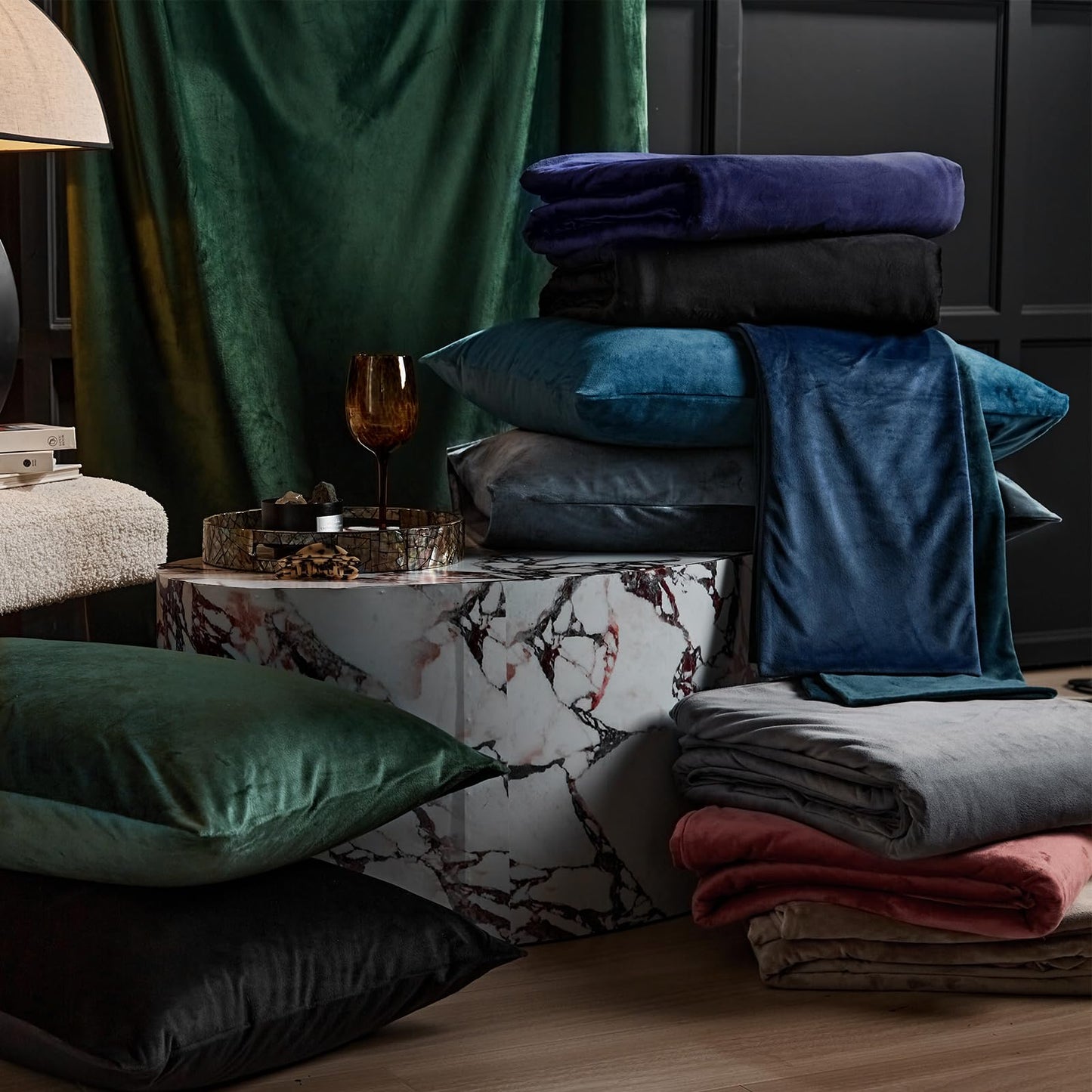WARMDERN Peacock Blue Flannel Velvet Duvet Cover King Size Duvet Cover Bedding Sets, 3pcs Ultra Soft Luxury Textured Modern Crystal Velvet Duvet Covers with Zipper Closure(Peacock Blue, King)