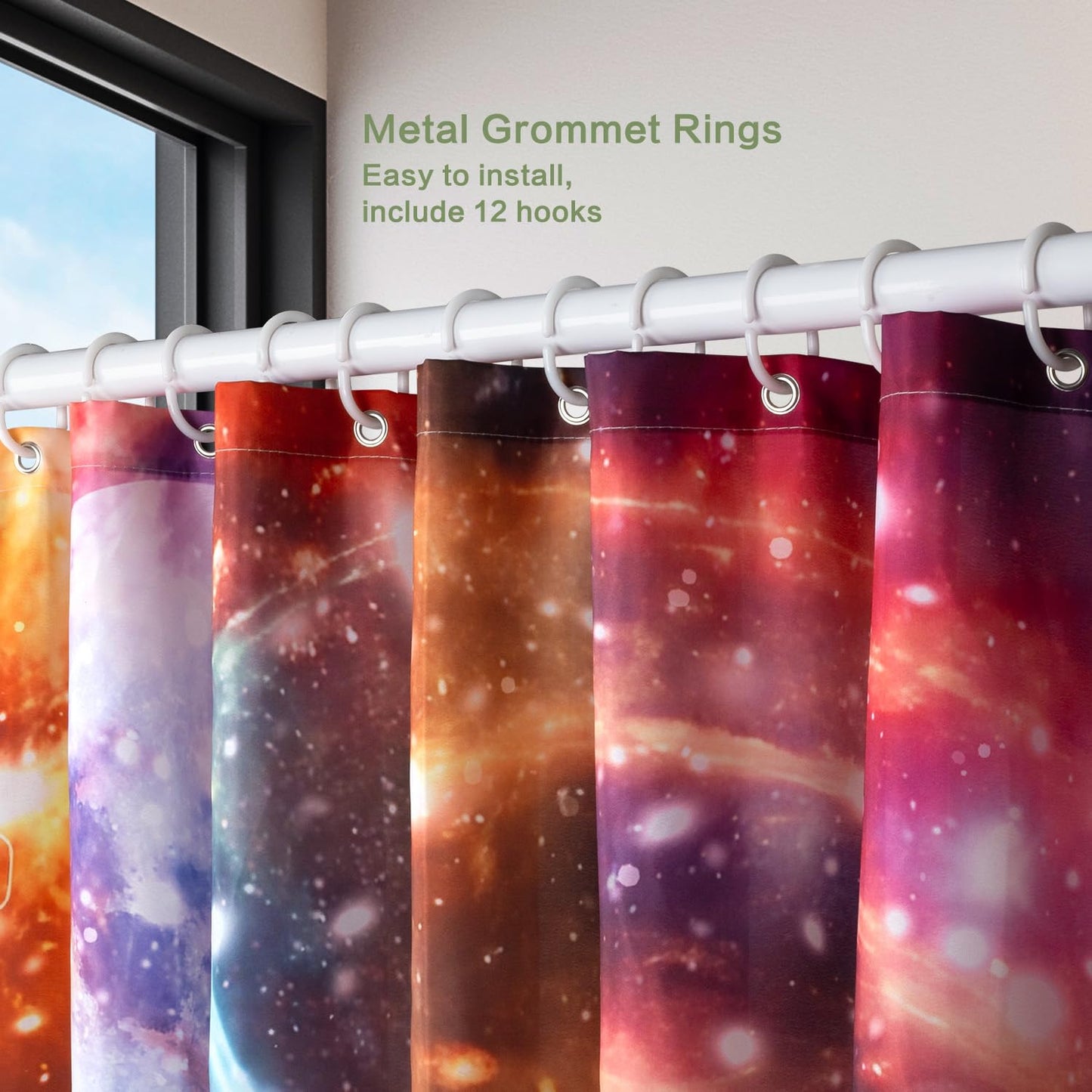 Lokigo Funny Cat Dog Shower Curtain, Cool Anime Cat and Dog Space Astronaut Universe Galaxy Shower Curtains for Bathroom Decor, Waterproof Polyester Modern ShowerCurtain with Hooks 72"x72"