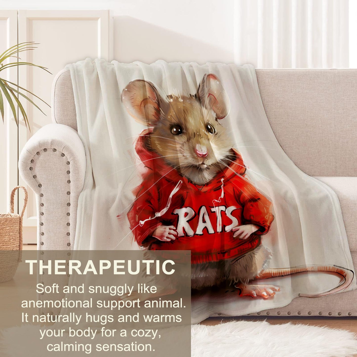 cromcu Rat Blanket for Kids and Adults, Flannel Mice Blankets, Adorable Mouse Throw Blanket for Sofa Couch Bed Living Room Decor Gifts, Single-Sided Printing, 50x60 Inches
