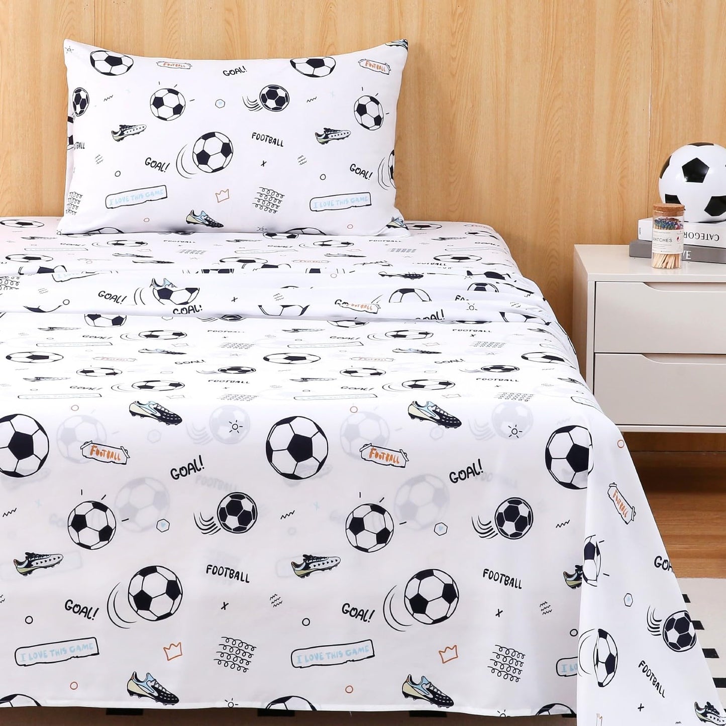 Swiftify Twin Sheet Set Kids, Soccer Sport Sheets, 3-Piece Bed Sheet Set for Boys & Girls, Soft Brushed Microfiber Bedding, Deep Pocket, Wrinkle & Fade Resistant