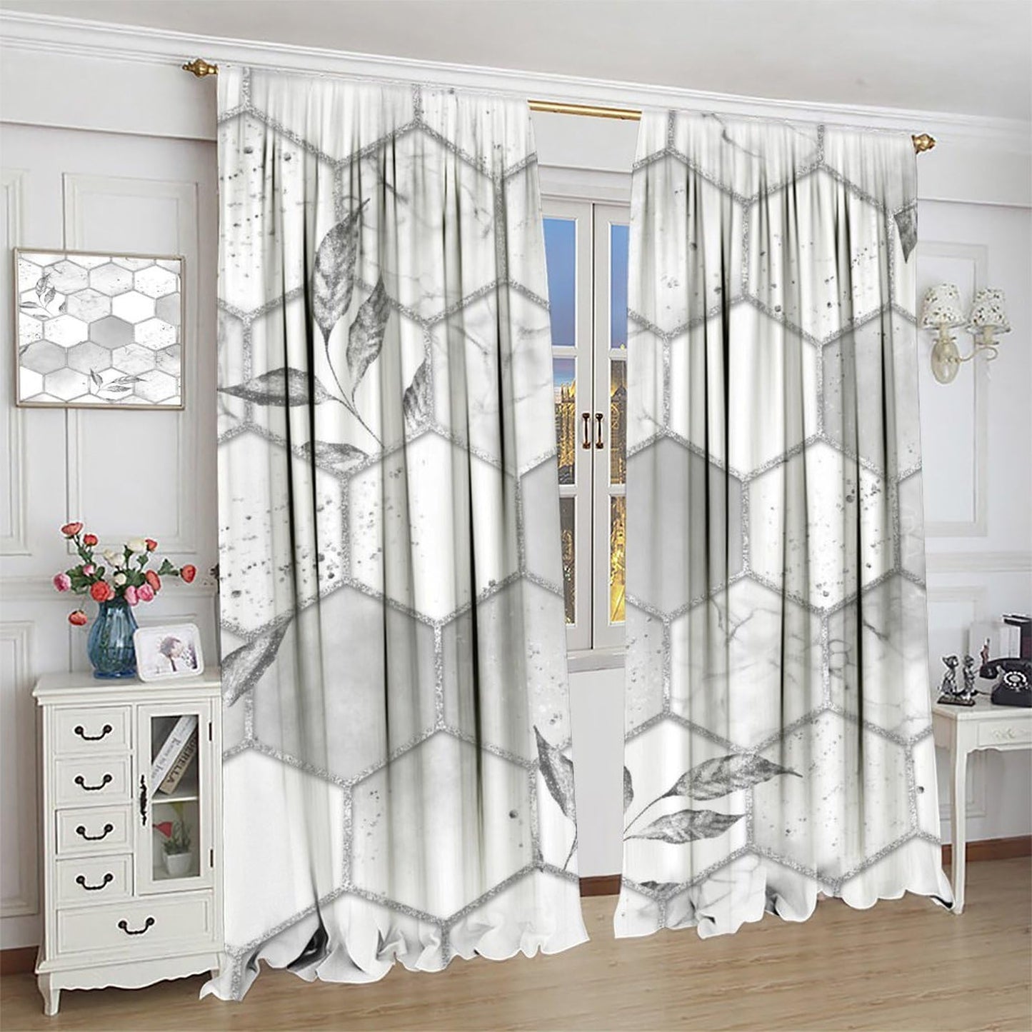BPANAOAD Marble Print Blackout Curtains Thermal Insulated Window Drapes Modern Abstract Marble Pattern Curtains for Living Room Office 2PCS 42x44 Inch