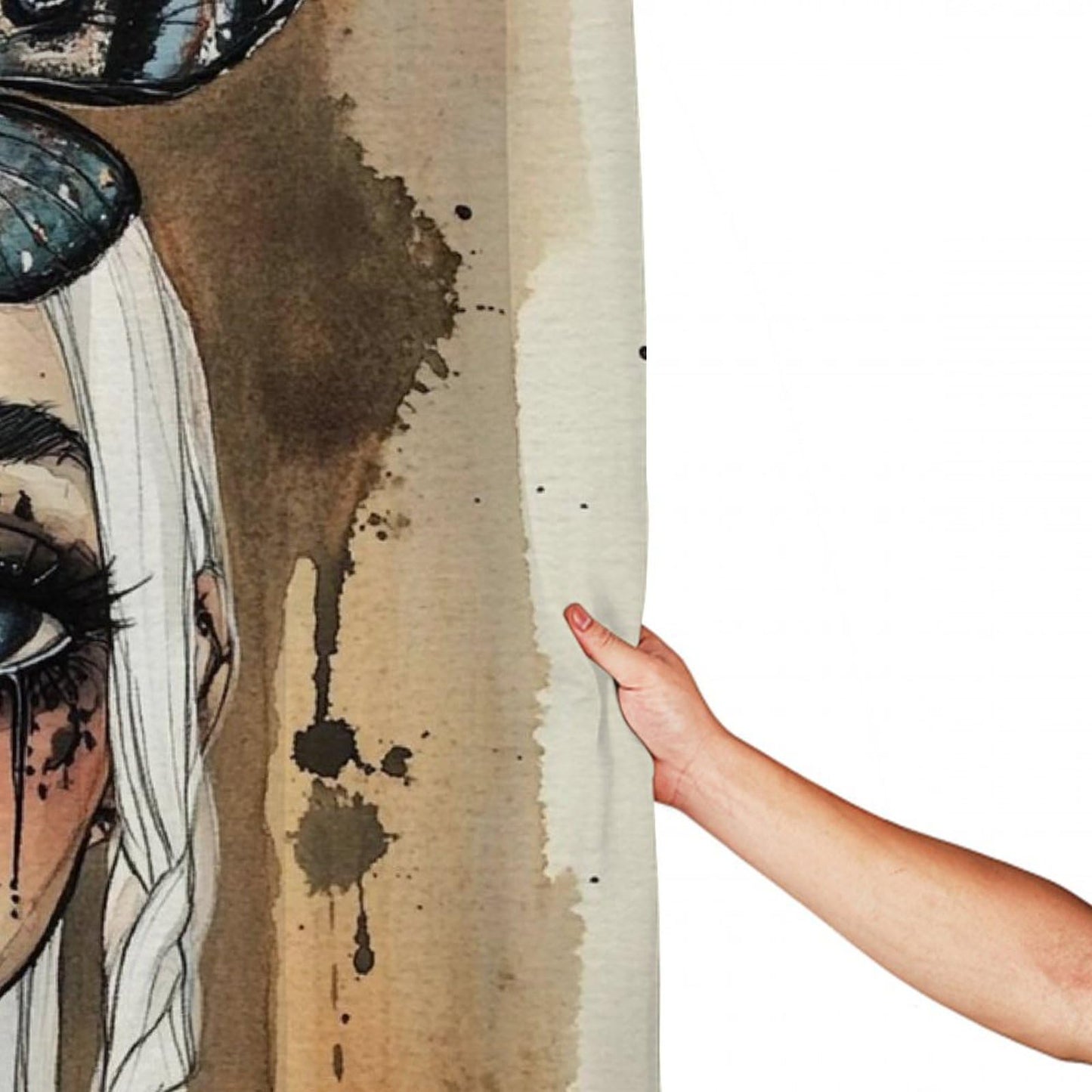 100% BLUE COLLAR Fashion Curtain Bathroom Decorative, Goth Gotik Gothic Women Girl Eyelash 72" x 70" Shower Curtain with Hooks
