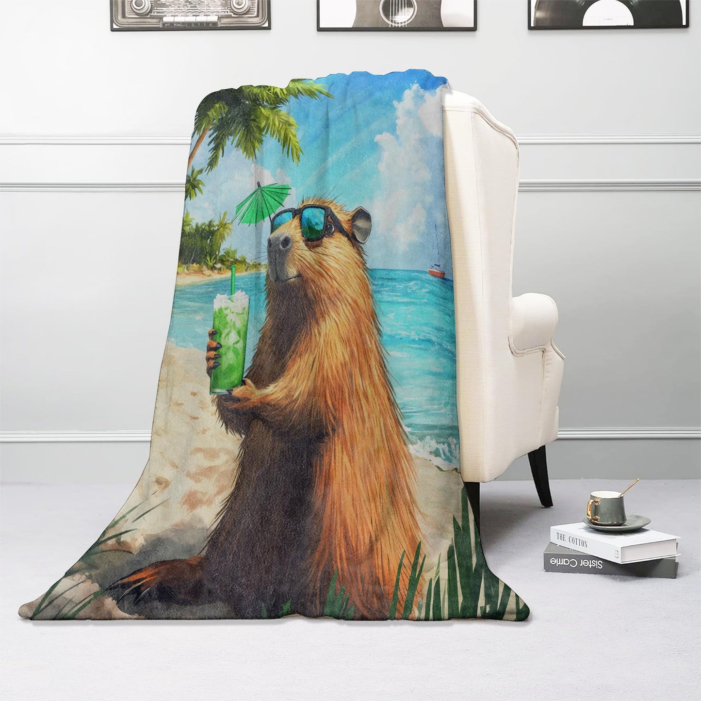 Kibue Funny Cute Capybara Blanket - Soft & Cozy Warm Flannel Throw - Plush Lightweight Blankets for Travel, Sofa, Bedroom, Office - Gifts for Adults Women Kids - for All Seasons 60"×50"