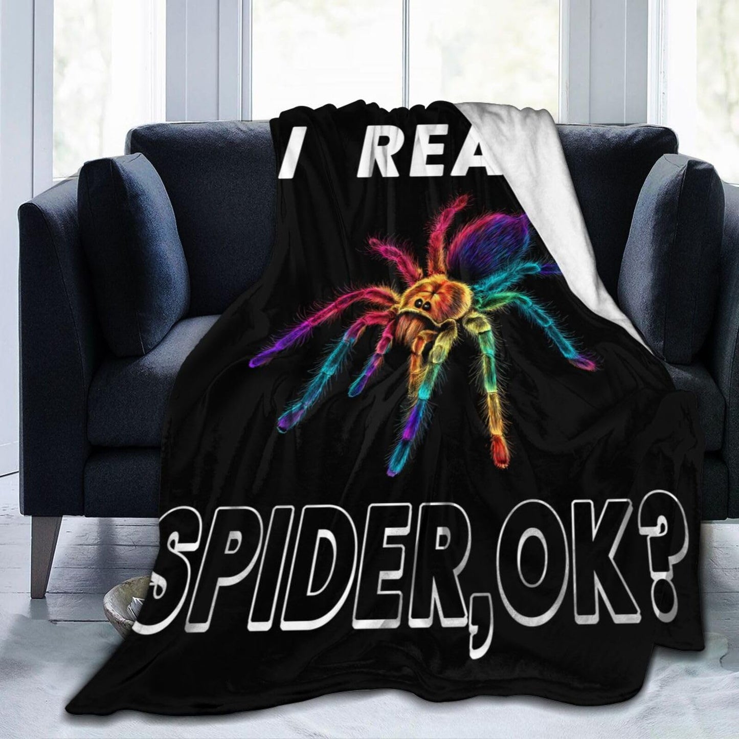 Funny Goth Throw Blanket, Spider Fleece Blanket for Couch Bed Sofa, Cozy Room Decor Gifts for Teens Women 50"X40"