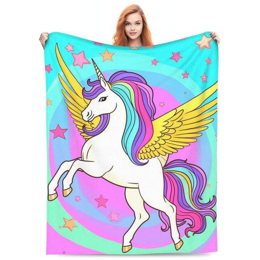 amepay Cute Unicorn Wings Blanket for Grils Pattern Print Flannel Throw Blankets for Home Couch Bed Sofa Soft Fuzzy Lightweight Decor Gifts 60x50 Inches