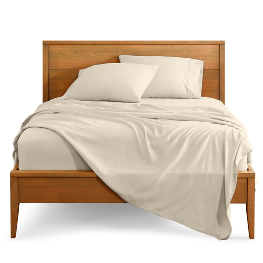 Bare Home Queen Sheet Set - 1800 Ultra-Soft Microfiber Queen Bed Sheets - Double Brushed - Deep Pockets - Easy Fit - 4 Piece Set - Bedding Sheets & Pillowcases (Queen, Sand)