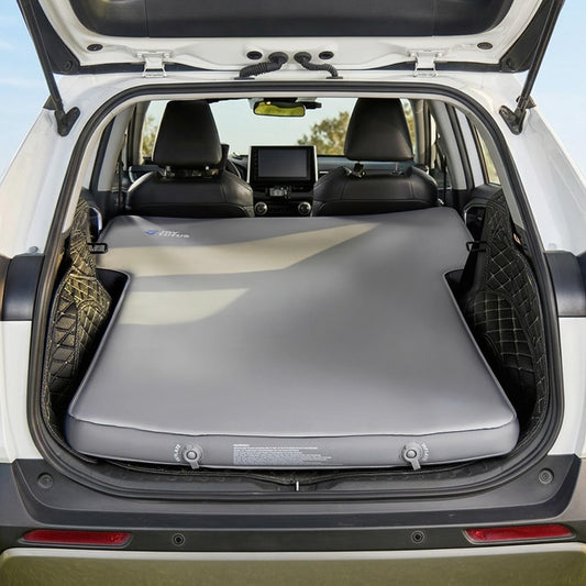 JOYTUTUS Foam & Air Camping Mattress for SUV - 4" Thickened Self-Inflating Car Bed, Wear-Resistant, Portable Sleeping Pad Fits Most Mid-to-Full Size SUV Trunks & Rear Seats, Gray