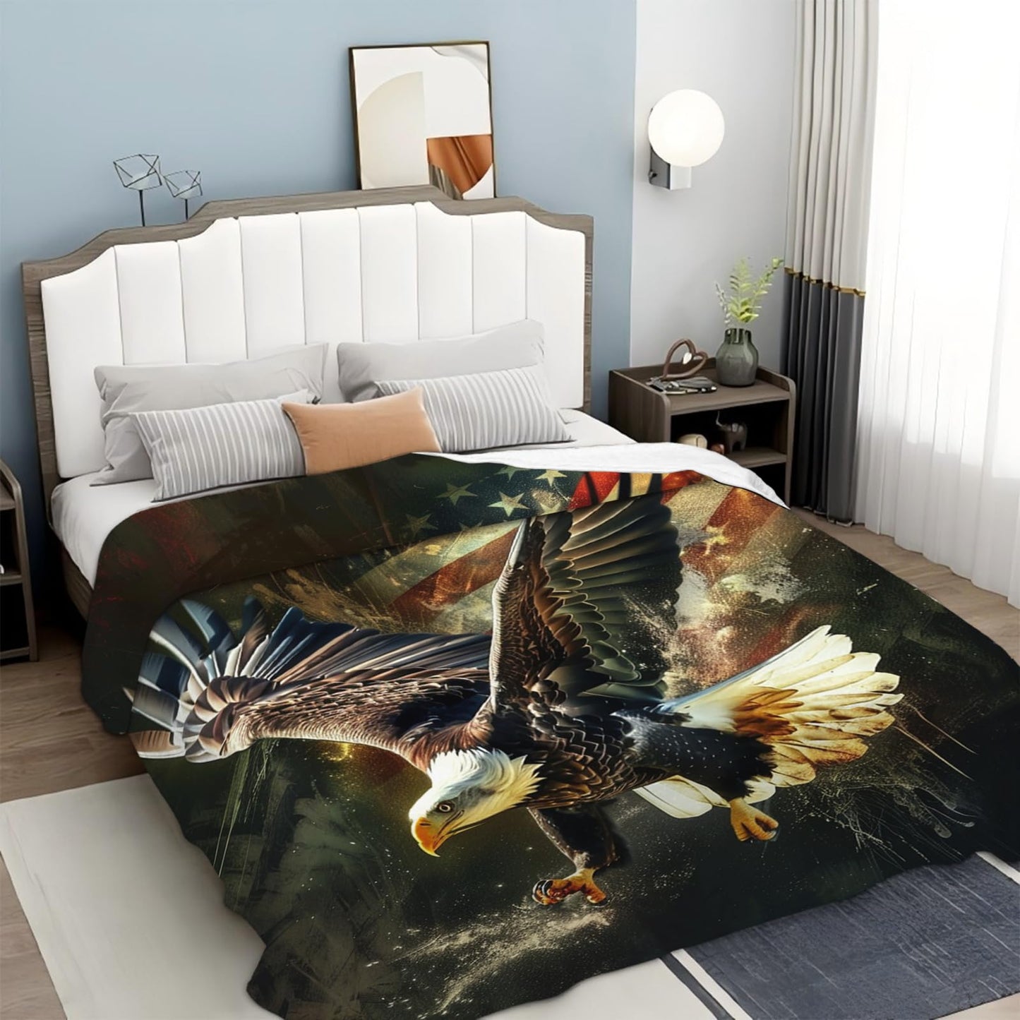 Tijuboni American Eagle Throw Blanket Eagle Gifts for Girls Boys Women Men Kids Adults Soft Flannel Fleece Blanket for Couch Sofa Bed Home Decor 40"x50"