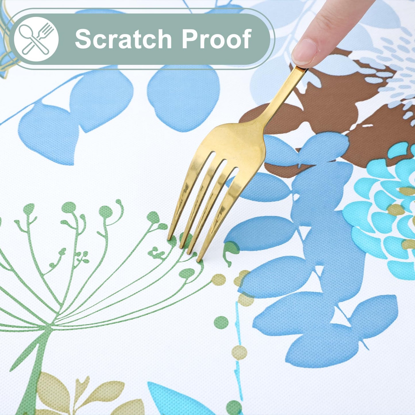 misaya Rectangle Waterproof Vinyl Table Cloth, Wipeable Tablecloth with Flannel Backing, Plastic Table Cover for Dinner, Picnic, Indoor and Outdoor (Leaves, 52" x 70")