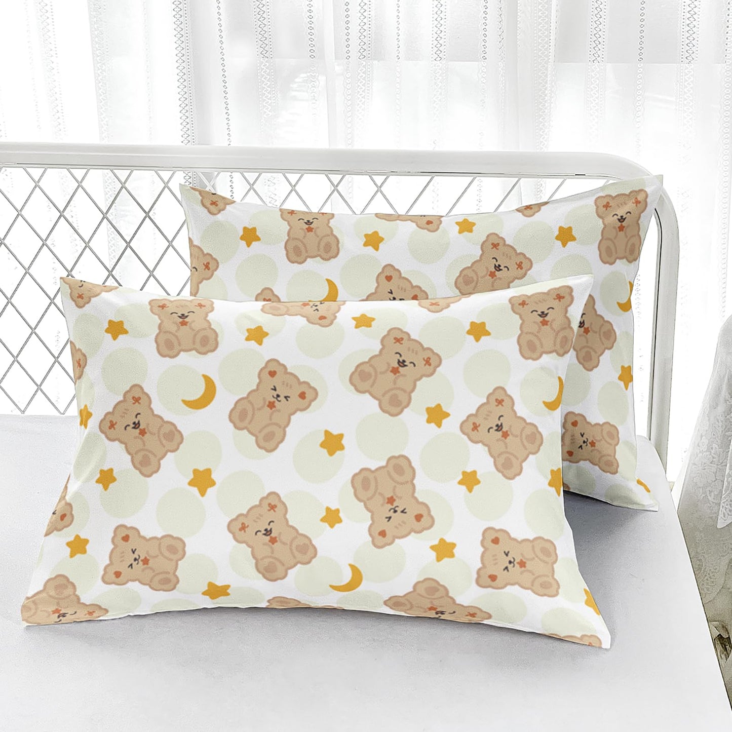 AILONEN Cute Bear Fitted Sheet Set Twin Size,3-Piece Kawaii Brown Teddy Bear Bed Sheet Set for Boys Girls,Lovely Animal Themed Fitted Sheet with 2 Pillowcases