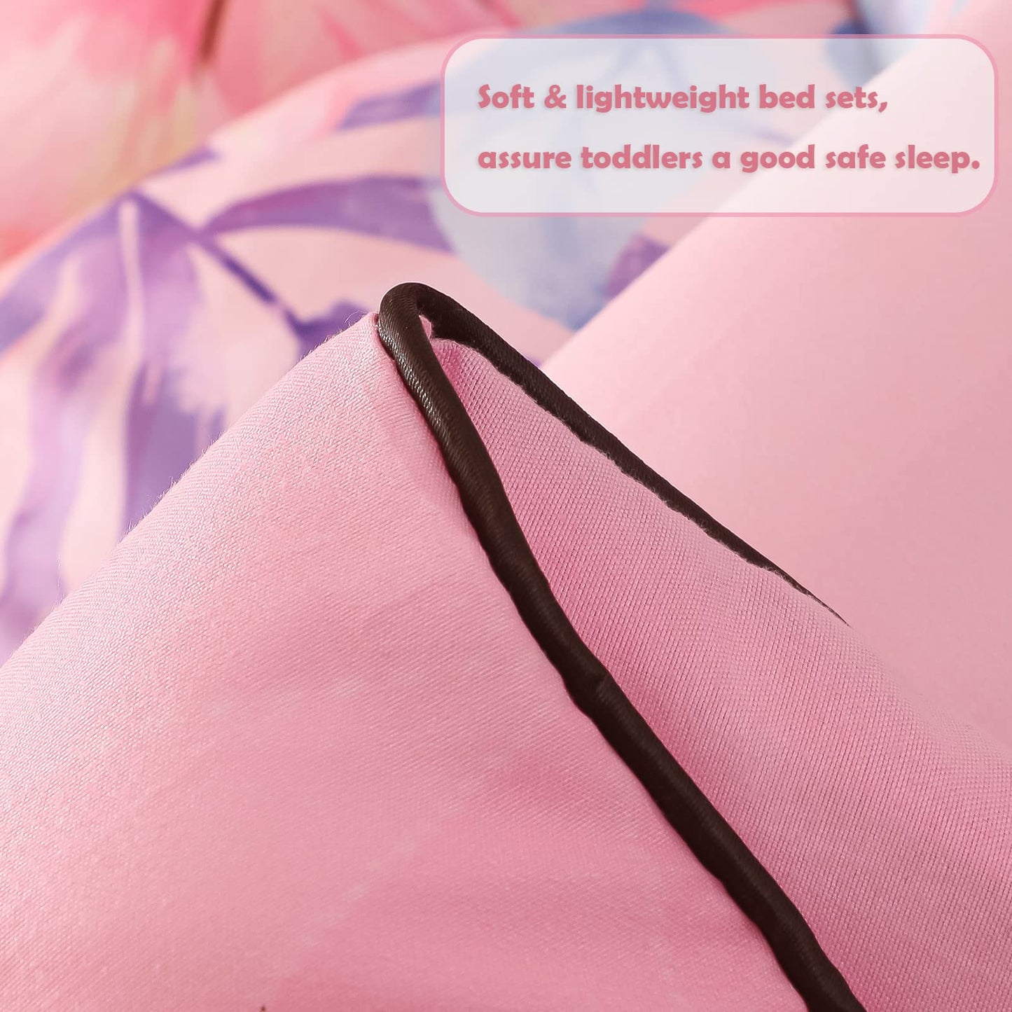 KINBEDY Toddler Bedding Set 4 Piece Pink Unicorn Crib Bedding Set for Girls Soft Cute Floral Toddler Bed Sheets Comforter Set Baby Bedroom Set, Include Comforter, Flat Sheet, Fitted Sheet, Pillowcase