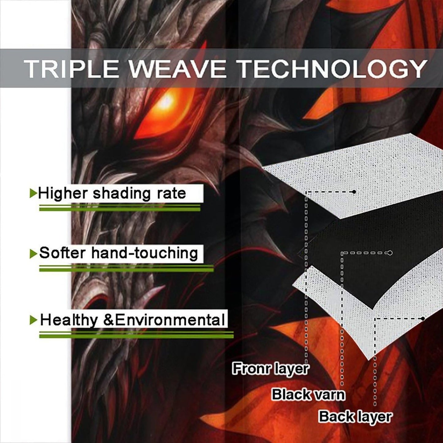 wlsgdsg Dragon Curtains, Mystic Magic Vicious Red Blood Moon Adventure Treasure Dragon Eyes Windows Treatments, Thermal Insulated Drapes for Kids Boys Girls Living Room Bedroom 42x45in (No Blackout)