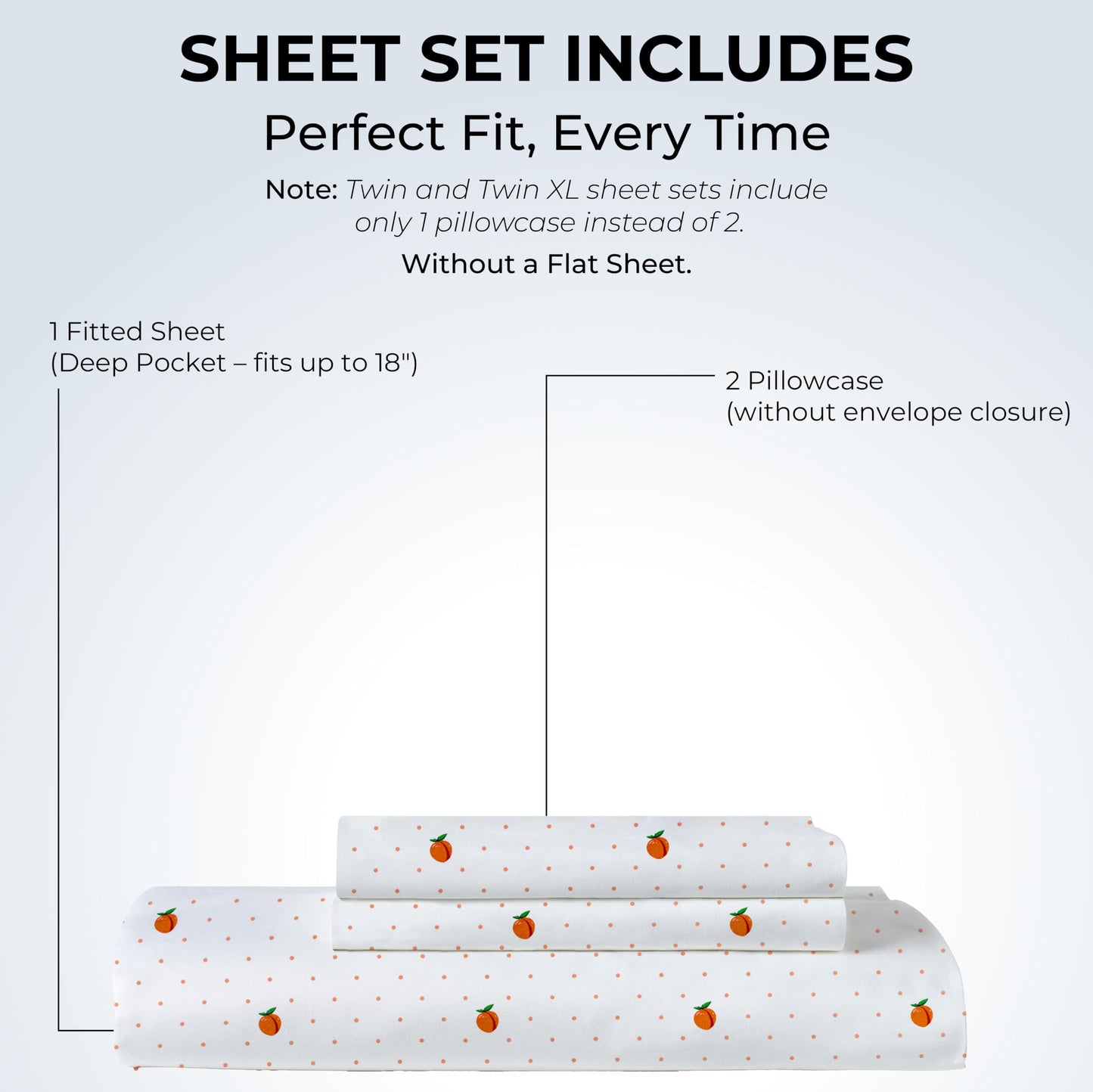 Mayil Manor Queen Size Fitted Sheet with 18" Deep Pockets, No Flat - Percale Weave Natural - Breathable 100% Cotton Printed Bedding, 1 Fitted Sheet + 2 Pillowcases - Peach Dot Print