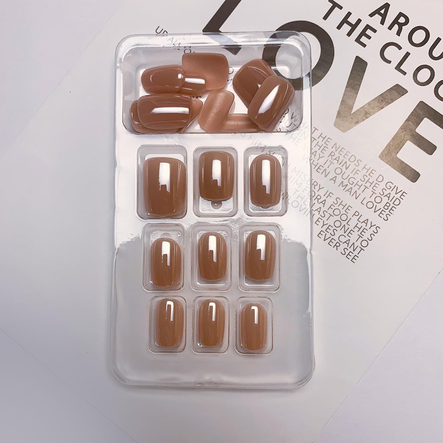Chrome Square Press on Nails Short Nude Mirror Fake Nails Glossy Natural False Nails with Designs Soft Gel Nails Full Cover Acrylic Nails Stick on Nails for Women and Girls 24 Pcs