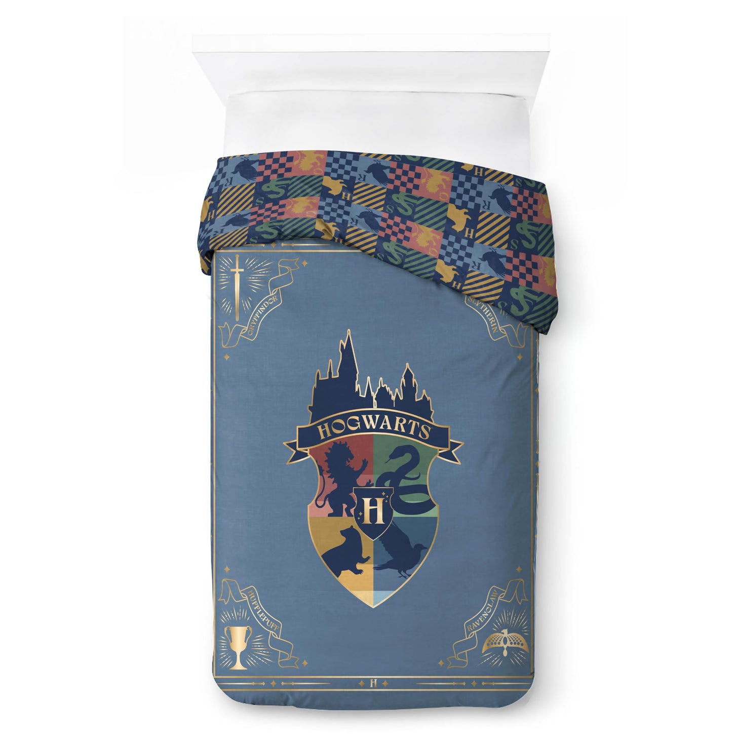 Jay Franco Duvet Cover Set – 2 Piece Comforter Cover and Sham Set, Super Soft Cozy Kids Bedding (Insert Not Included) Blue - Harry Potter, Twin
