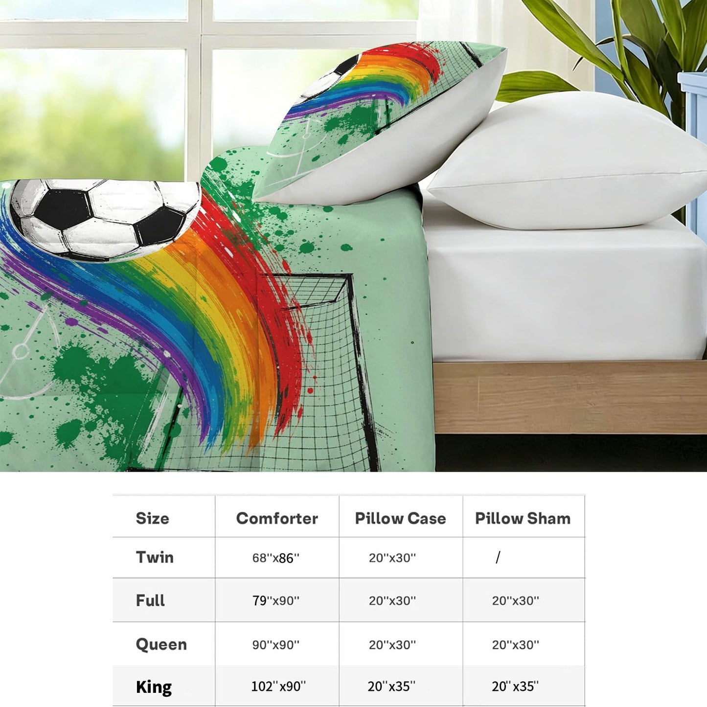 kxry Soccer Comforter Set King Size Graffiti Splash Sport Bedding for Boys
