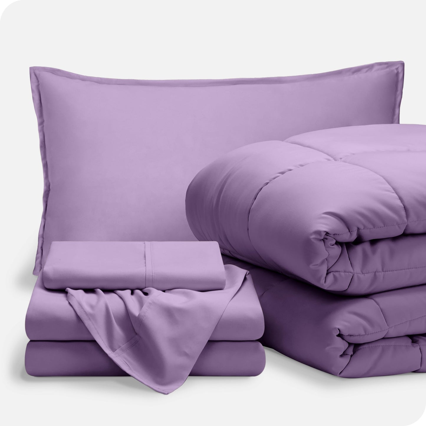Bare Home Bed-in-A-Bag 5 Piece Comforter & Sheet Set - Twin XL - Goose Down Alternative - Ultra-Soft 1800 Premium Bed Set (Twin XL, Lavender/Lavender)