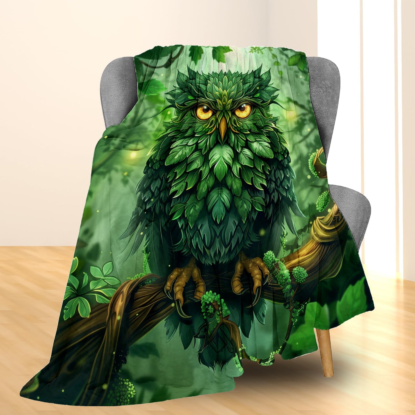 Ti Caldi Beautiful Owl in Forest Blanket, Soft Warm Lightweight Animal Flannel Throw Blanket for Couch, Bed, Travel & Outdoor, Cozy Fluffy Fuzzy Blankets for Women Men, Home Decor 60×50 in