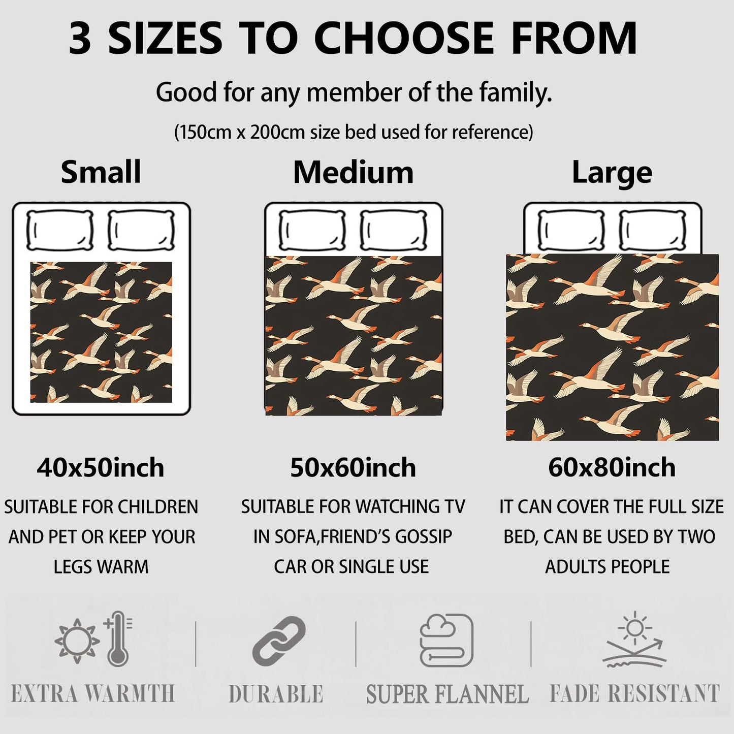 Aonimonis Goose Pattern Throw Blanket Gifts for Women, Soft Fuzzy Warm Cozy Flannel Blankets for Bedroom, Travel, Couch, Home Decor 50x60 in
