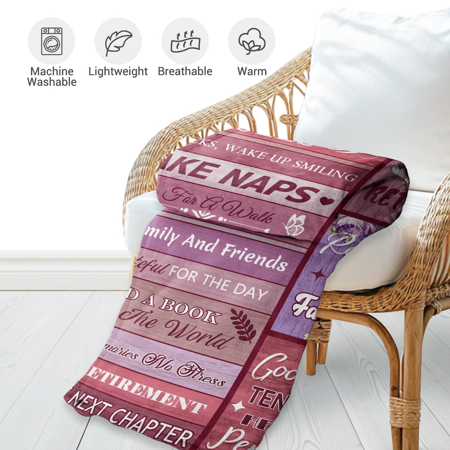 Levens Retirement Gift for Woman, Best Retirement Gifts for Women 2025, 60"x50" Happy Retirement Blanket Gifts for Teacher Mom Nurse Coworkers Friends, Retirement Party Decorations Throw Blanket