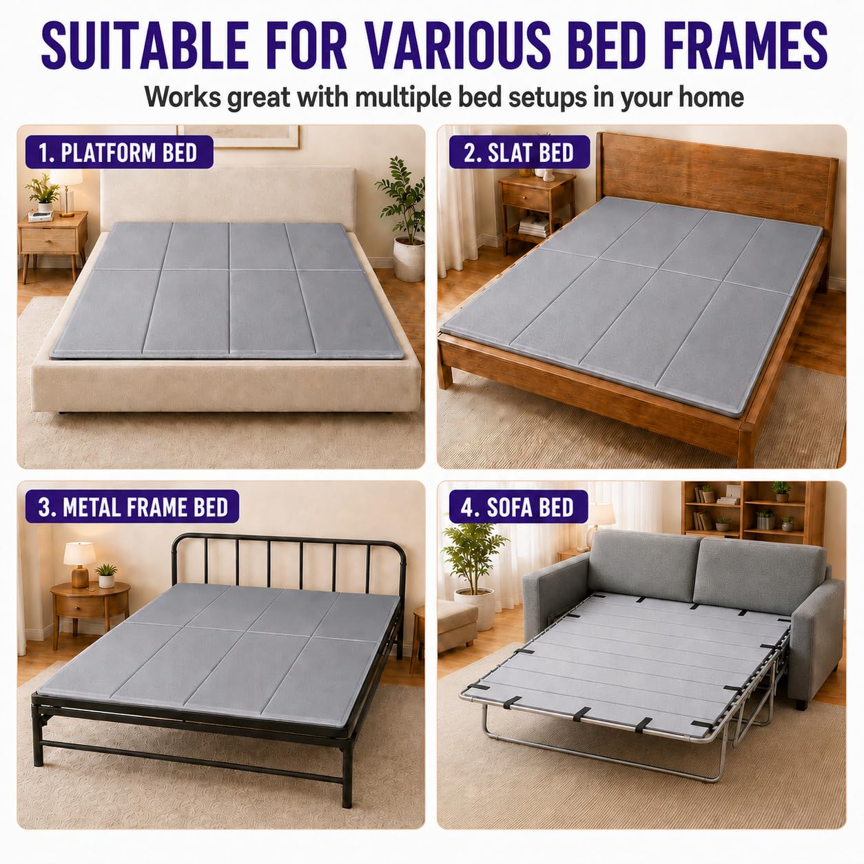 Voyla Plywood Ultra Heavy-Duty Bunkie Board Queen Size 58" x 80" Wood Anti-Sag Under Mattress Bed Support Noise Minimizing Breathable Bunky Board