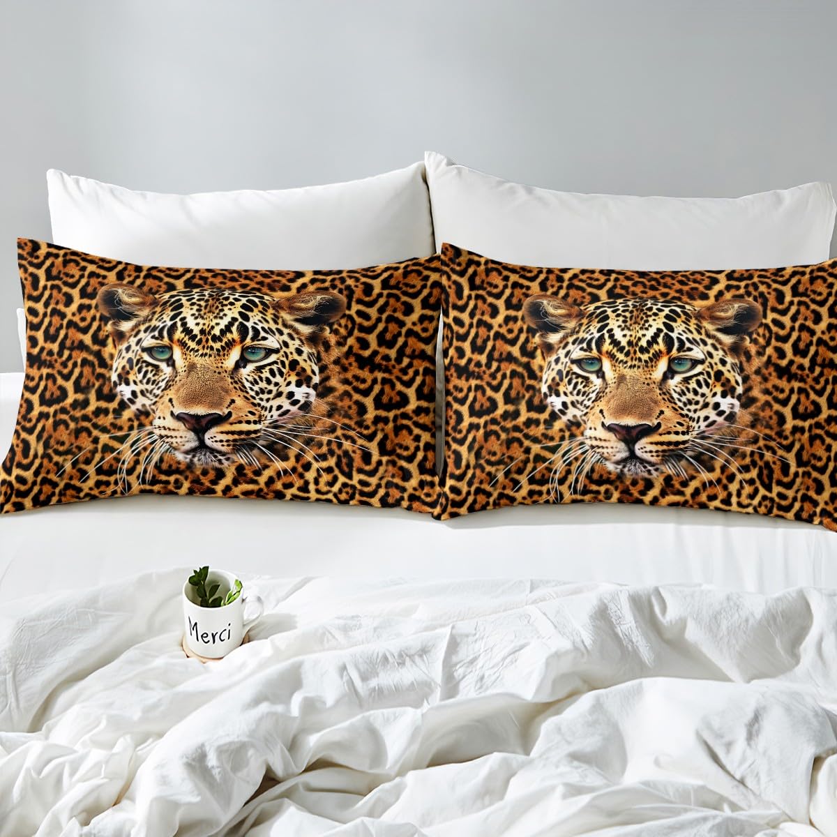 Cheetah Duvet Cover Set King Size,Leopard Print Bedding Set 3pcs for Kids Teens Boys Room Decor, Wild Animal Fur Comforter Cover Brown Quilt Cover with 2 Pillowcases