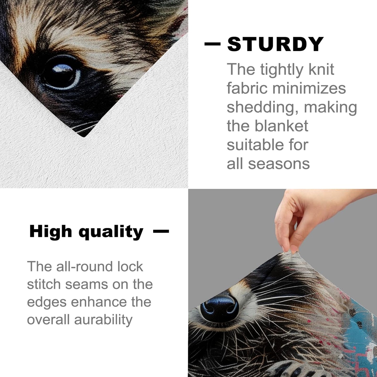 cromcu Raccoon Blanket for Kids and Adults, Adorable Graffiti Wildlife Soft Lightweight Throw for Sofa, Bed, Traveling, Camping Animal Decor Gifts, Single-Sided Printing, 50x60 Inches