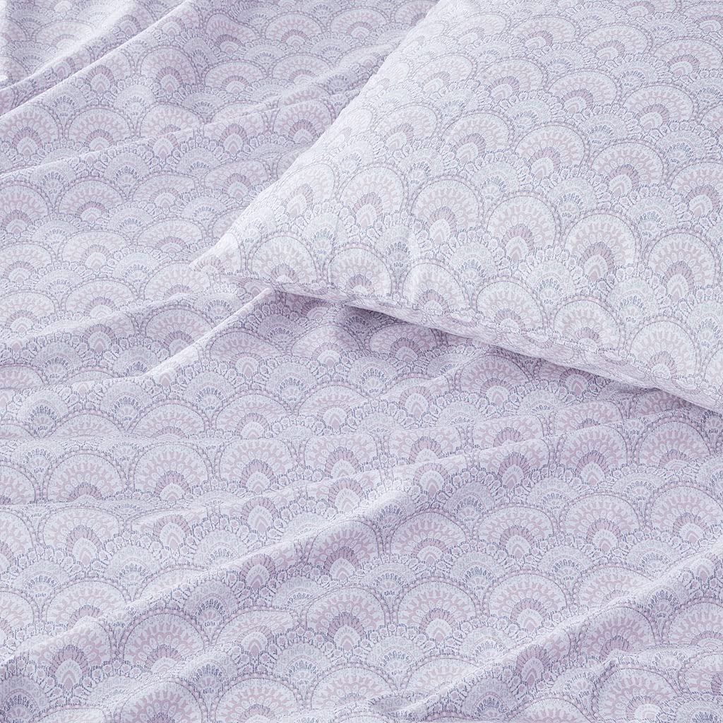 Comfort Spaces 100% Cotton Sheet Set Breathable, Lightweight, Soft with 14" Elastic Pocket Fits up to 16" Mattress, All Season Cozy Bedding, Matching Pillow Case, Cal King Tabitha Purple 4 Piece