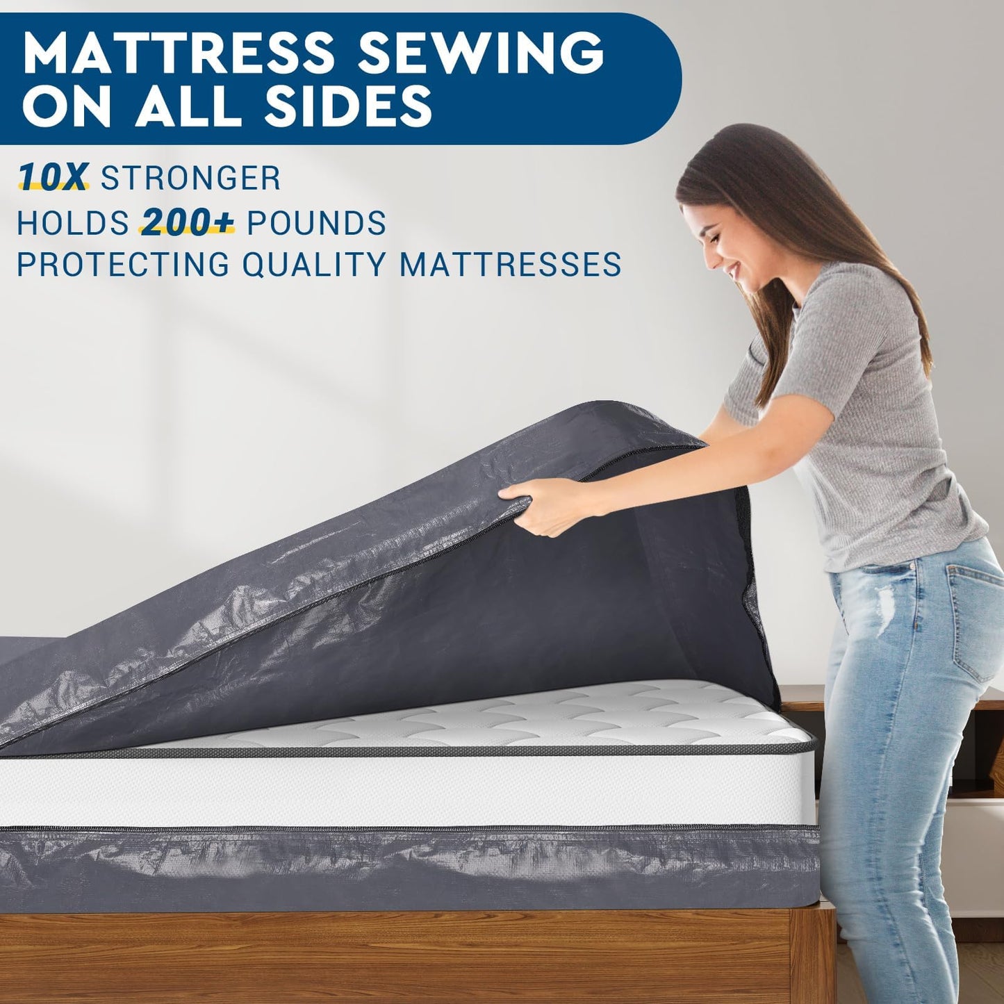 StorageRight Mattress Bags for Moving, Queen Size - Extra Thick Mattress Cover for Moving with Handles and Zipper, Heavy Duty Queen Mattress Bags for Storage, Reusable Mattress Storage Bag, Moving Bag