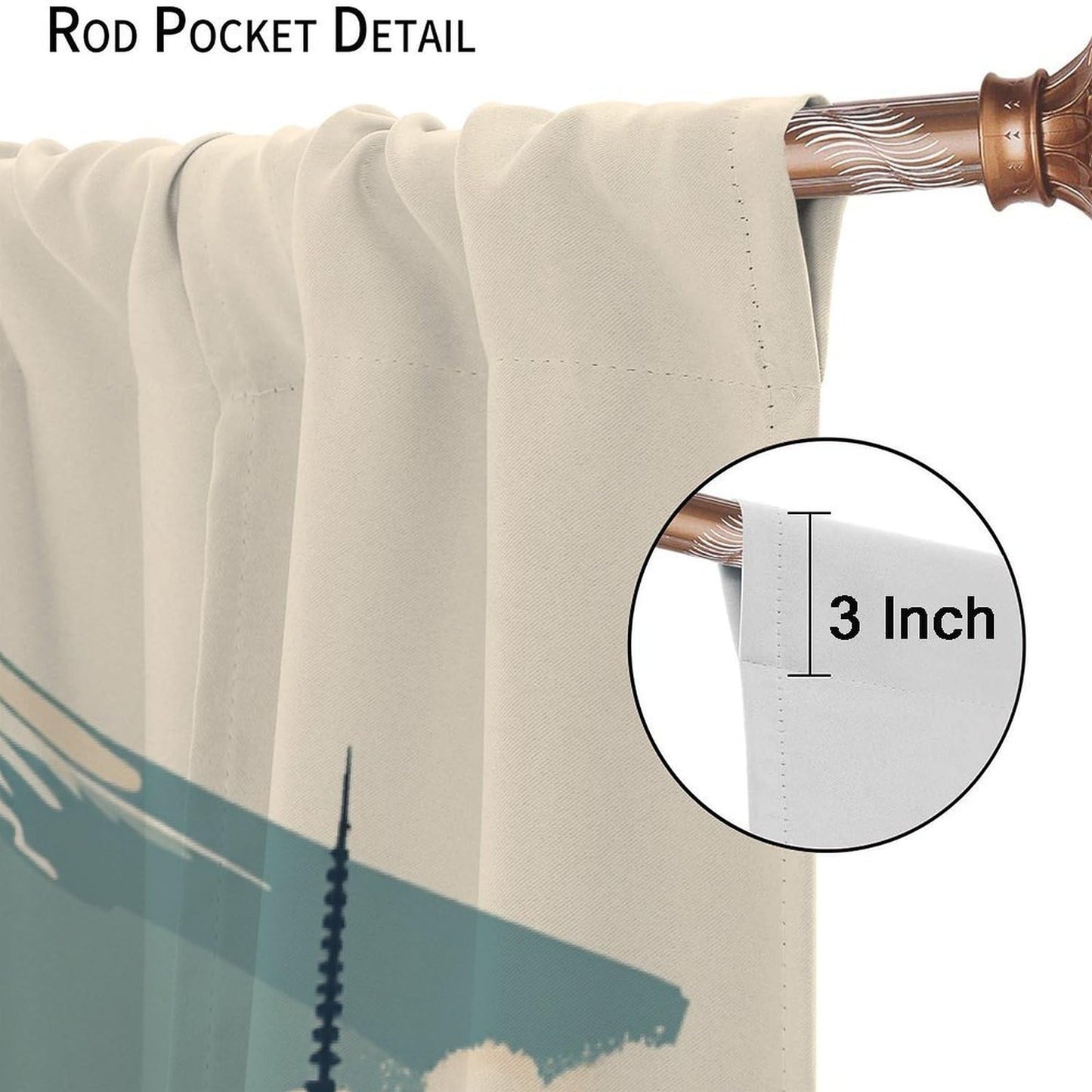 DIPQIMI Ancient Architecture Mountain Blackout Curtains for Bedroom/Living Room, Tree Natural Landscape Curtains Rod Pocket Thermal Insulated Window Drapes, 2 Panels/Each 21" W x 45" L