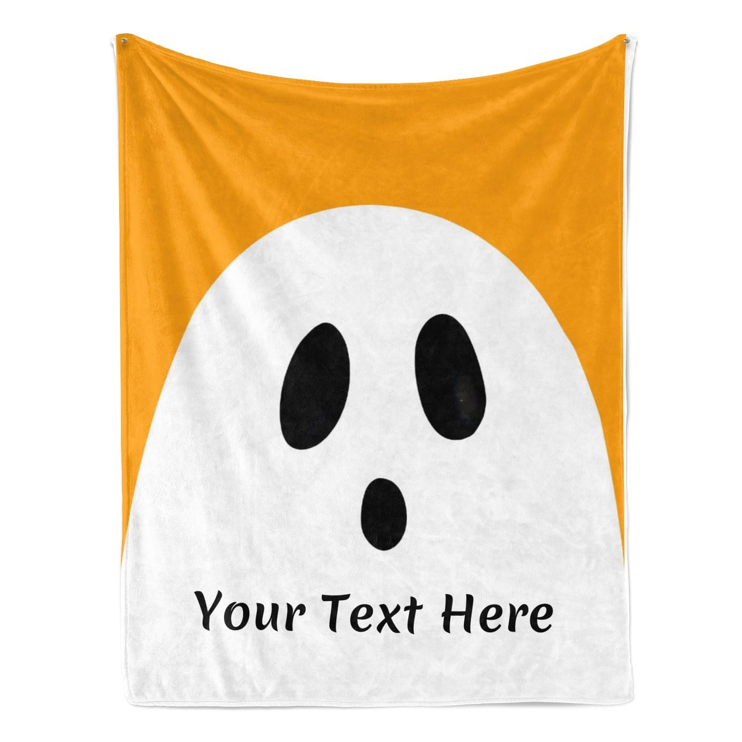 Ghost Throw Blanket Halloween, Personalized Blanket with Text Name, Super Soft Blankets for Couch Bed Sofa, Orange, 50" x 60"