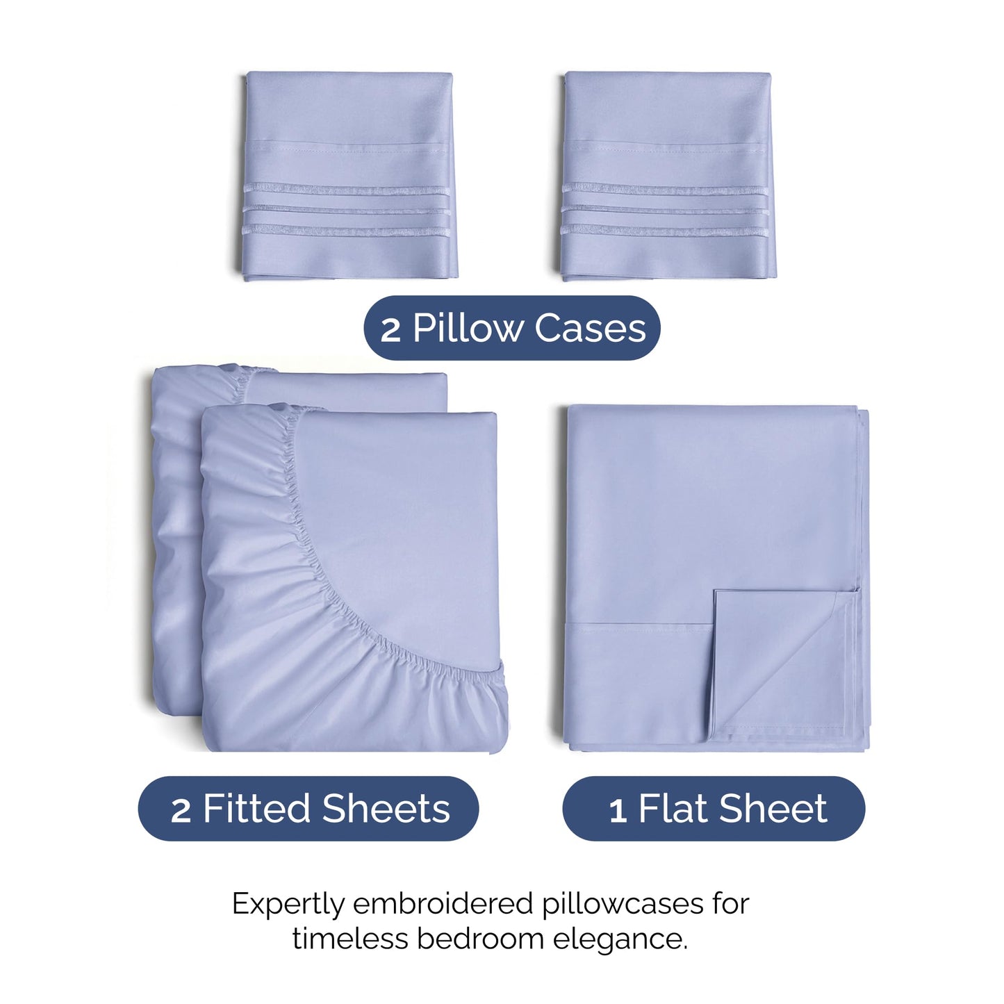 Split King Size 5 Piece Sheet Set - Comfy Breathable & Cooling Sheets - Hotel Luxury Bed Sheets for Women & Men - Deep Pockets, Easy-Fit, Soft & Wrinkle Free Sheets - Lavender Oeko-Tex Bed Sheet Set