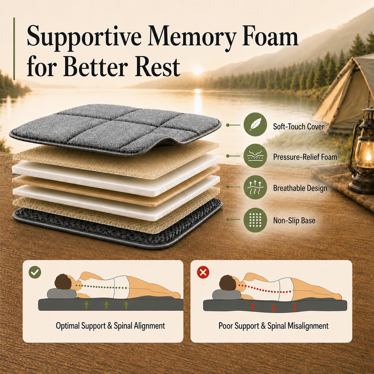 MGRFTOX Car Mattress for Tesla Model Y 2020-2026 Non-Inflatable Car Camping Mattress, Foldable Trunk Sleeping Pad with Split Design, Portable Car Bed for Road Trips, Camping, Travel