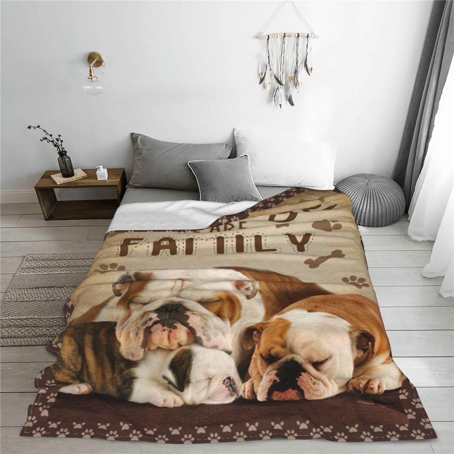 English Bulldog Blanket French Bulldog Throw Blankets Cozy Fleece Flannel Soft Warm Plush Bedding Decor Bulldog Gifts for Girls Women Boys Teens Kids for Couch Sofa Bed 40"X50"