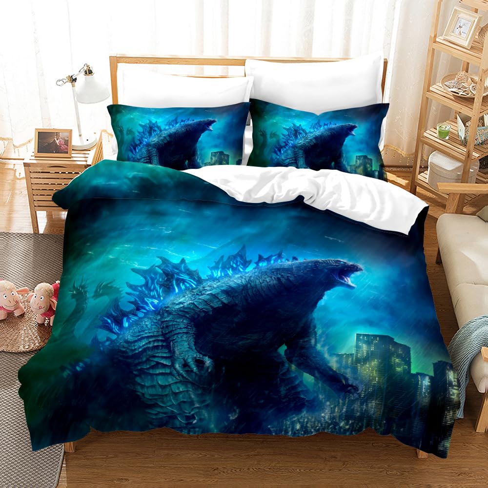 sonicpony Dinosaur Duvet Cover Set Twin Comforter Cover Blue Bedding Set 3D for Men Kids 1 Piece Duvet Cover with Zipper Closure 2 Pieces Pillow Shames No Comforter Included(Dino26, Twin)