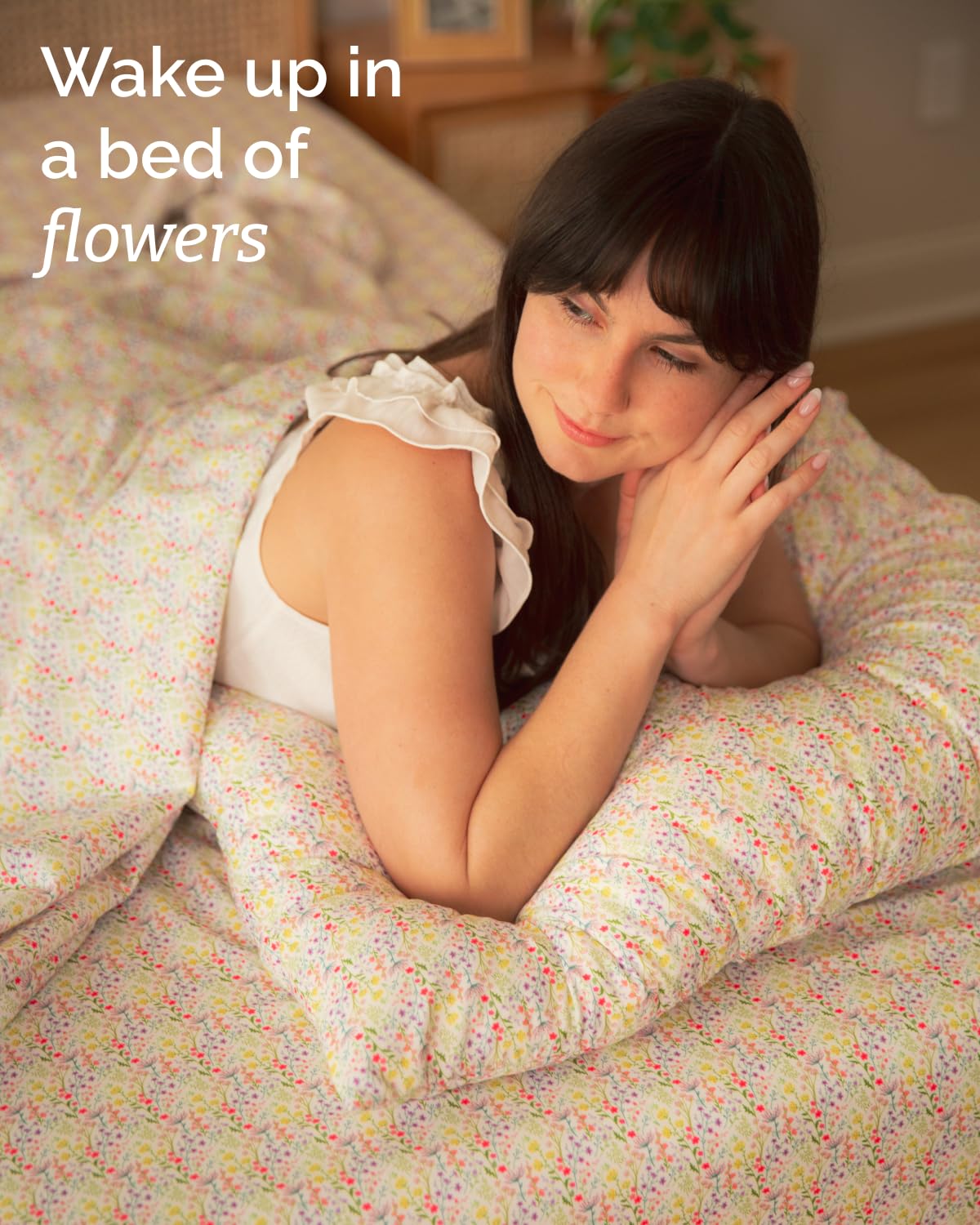 Floral Sheets - Flower Print Bed Sheet Set - 1 Flat, 1 Fitted & 2 Pillowcases w/ Deep Pockets - Comfy, Cozy, Wrinkle & Fade-Free - Boho Botanical Bedding - Soft, Breathable & Cooling - King Size Set