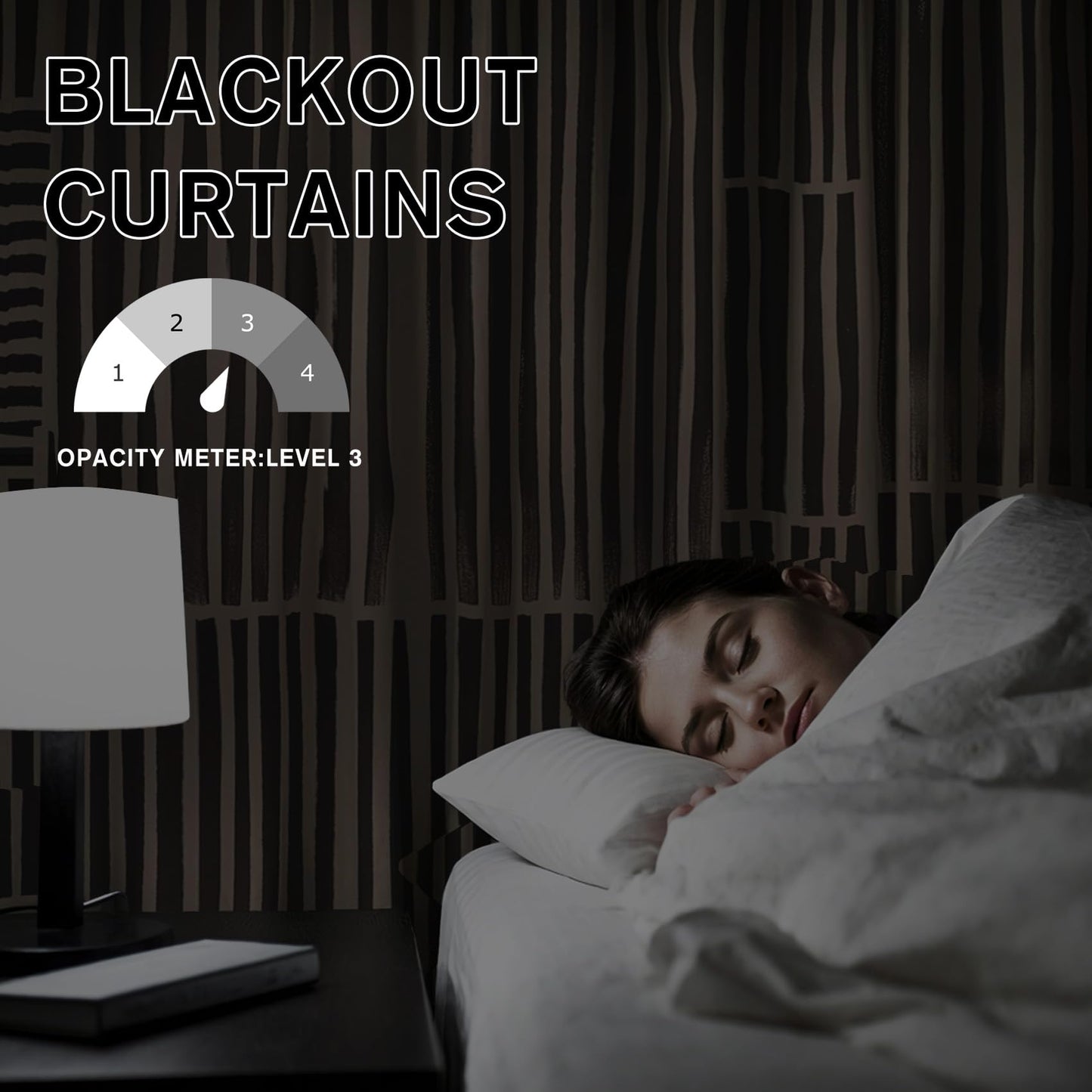 Fizzenobia Striped Curtains Blackout, Thermal Insulated Room Darkening Grommet Drapes for Bedroom & Living Room, Black and Beige Stripe Window Curtains & Home Decor, 54 Inch Drapes 2 Panel Set