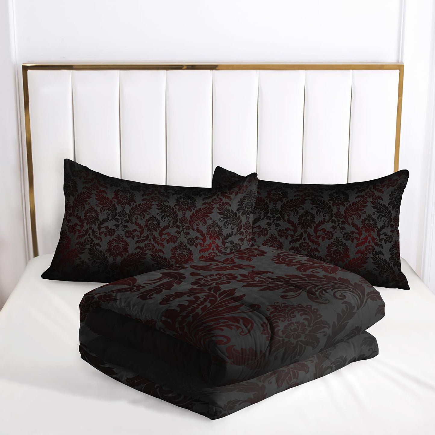 lneffble Paisley Floral Comforter Twin Size,Gothic Kids Comforter Set,3Pcs Bedding Set Printed Comforter with 2 Pillowcases,Down Alternative,Soft and Lightweight,for All Seasons