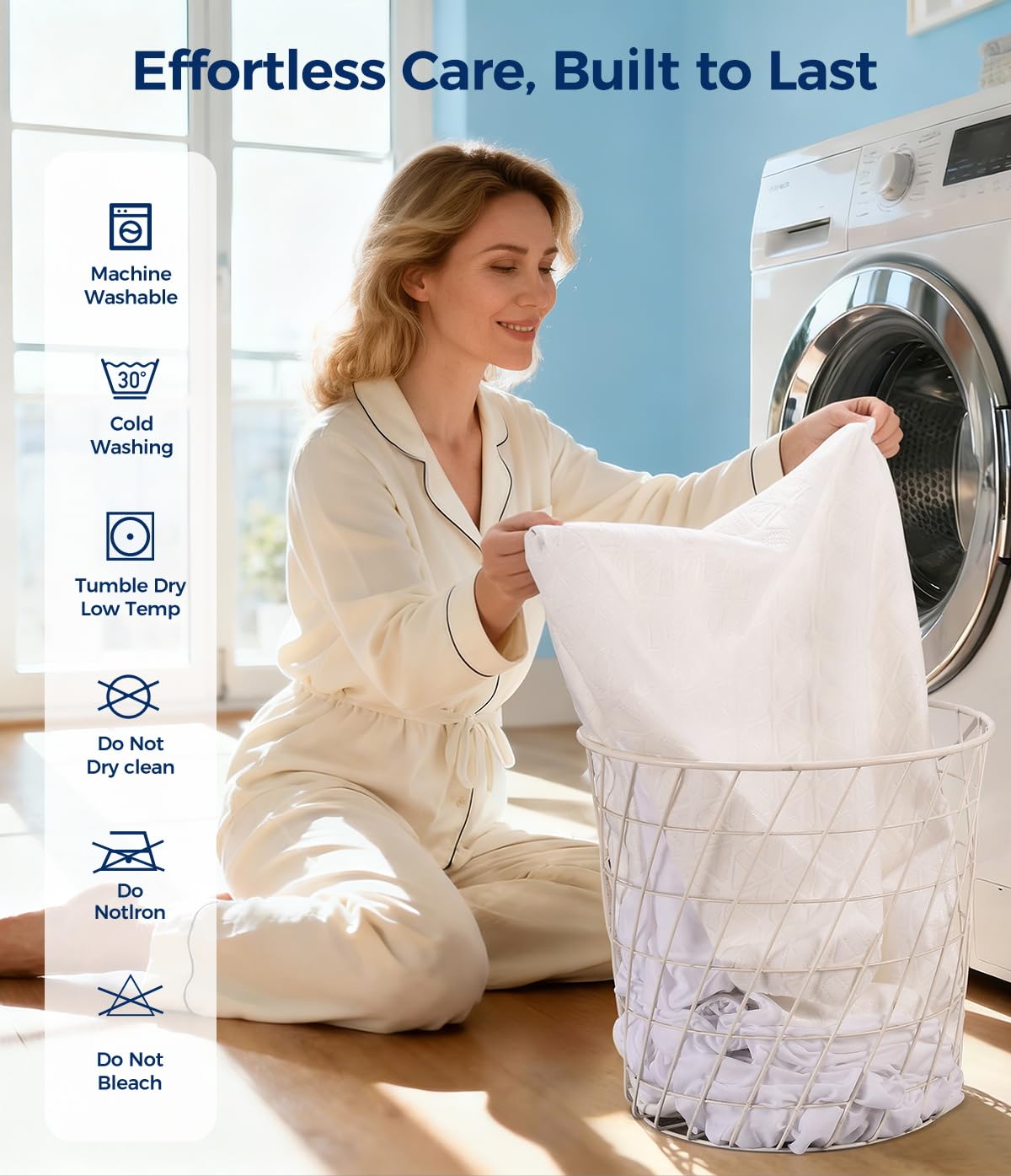 AVIKEN Waterproof Mattress Protector Queen Size, Soft Breathable Mattress Pad with Deep Pocket 8"-21", Noiseless 3D Air Fabric Cooling Mattress Cover for Bed, Machine Washable, White