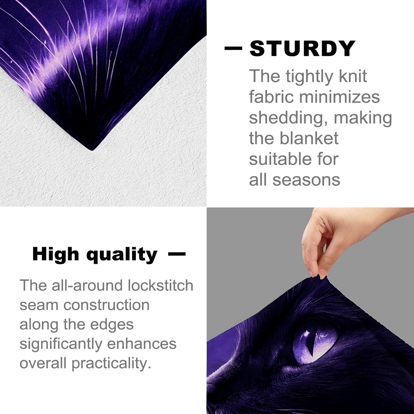cromcu Fantasy Cat Flannel Throw Blanket, 50x60in, Soft Warm Cozy Blankets with Purple Kitten and Glowing Moth, Celestial Gifts for Girls Women Cat Lovers, Home Decor Dorm Office Travel Camping