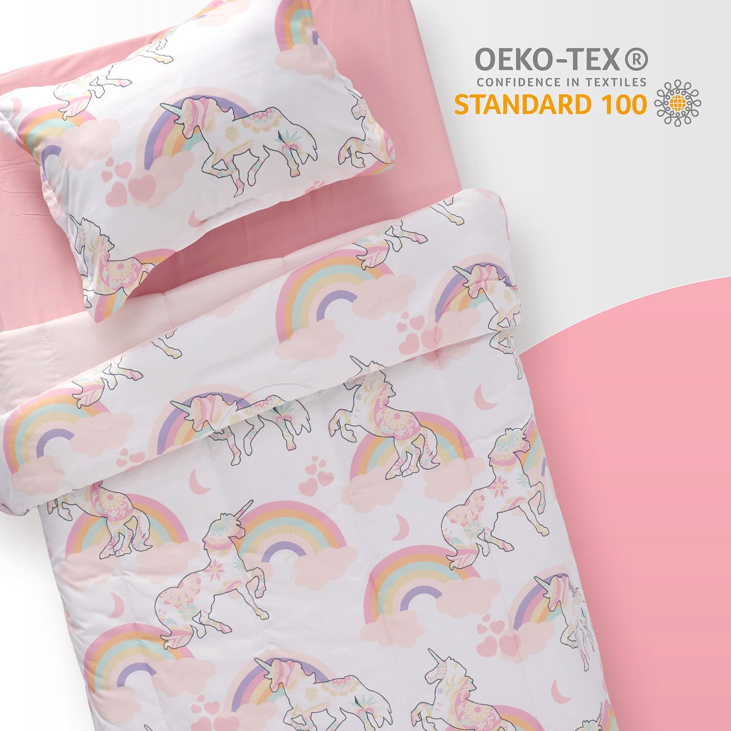 SLEEP ZONE Kids Twin Bedding Comforter Set - Super Cute & Soft Kids Bedding Bed in a Bag 5 Pieces Set with Comforter, Sheet, Pillowcase & Sham (Pink Unicorn)